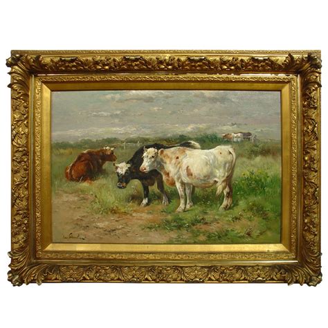 A Large Framed Antique Cow Painting By Schouten At 1stdibs