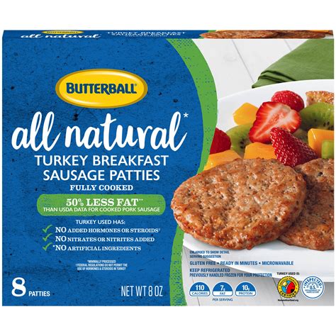 Butterball All Natural Turkey Breakfast Sausage Patties 8 Oz Box