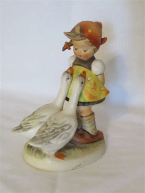 Vintage Goebel Hummel Goose Girl Figurine 470~girl With 2 Geese~w