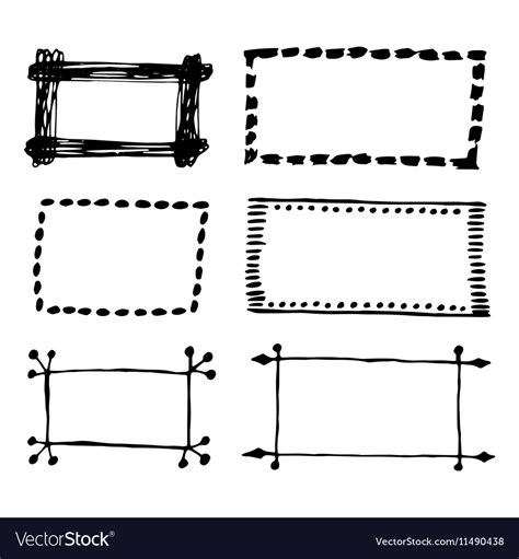 Hand Drawn Rectangle Frames Set Royalty Free Vector Image