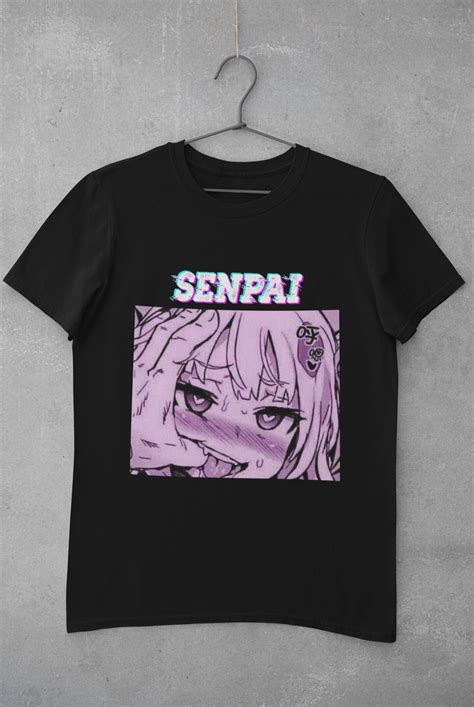 digitalised ahegao face senpai t shirt anime girl tee weeb etsy