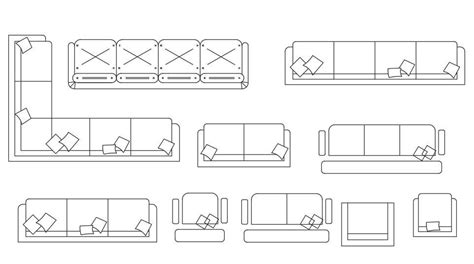 Different Types Of 2d Livingroom Sofa Design Autocad Furniture Drawing