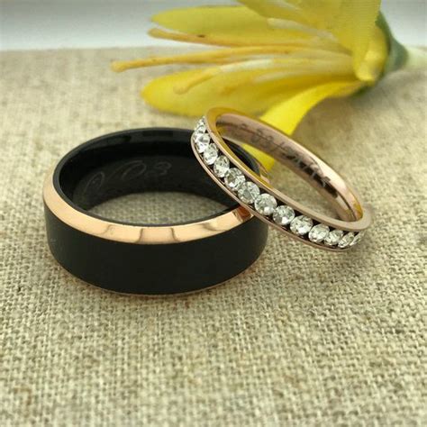 Mm Mm His Hers Tungsten And Titanium Rings Personalized Custom