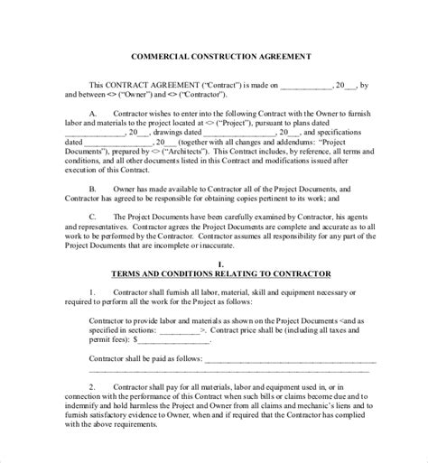 Free 12 Sample Construction Contract Forms In Pdf Excel Word