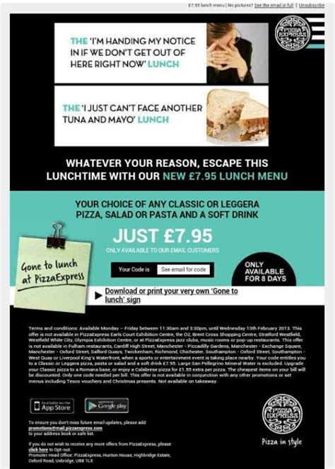 Dine in or carryout, there is nothing on this wide variety menu that doesn't taste absolutely delicious. Pizza Express are very hot on their offer emails ...
