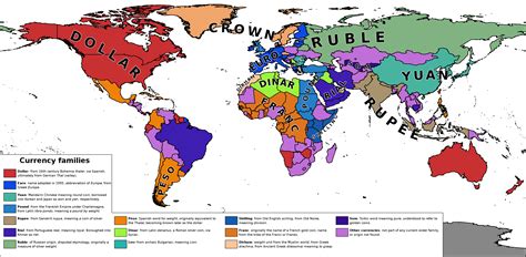 Currencies Of The World Grouped By Families According To Their Names