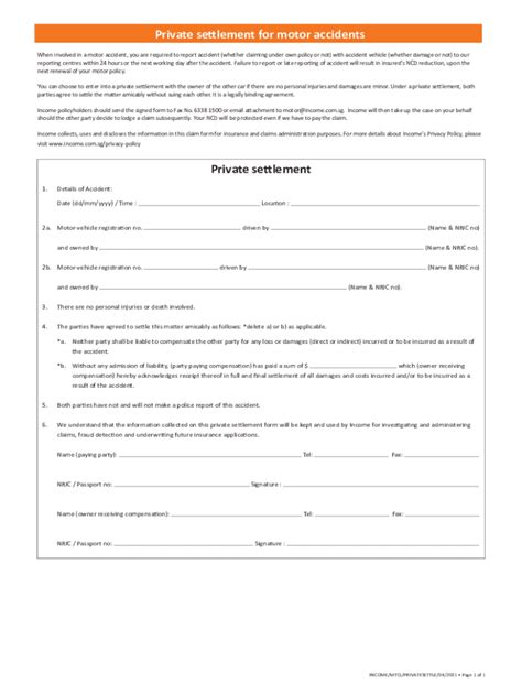 Private Settlement For Car Accident Pdf 2021 2024 Form Fill Out And