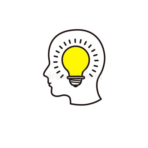 Creative Idea Image Set With Human Head Brain Light Bulb Stock