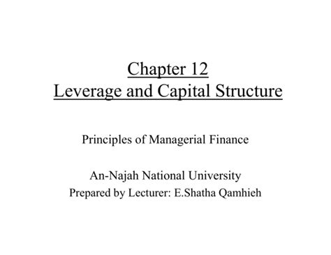 Chapter Leverage And Capital Structure An