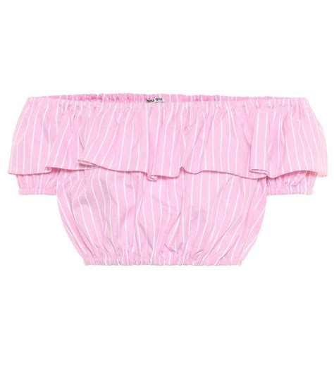 Cotton Crop Top Pink Crop Top Striped Crop Top Pink Tops High