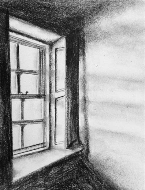 Pencil Window Charcoal Light Shadows Easy Charcoal Drawings Shadow Drawing Charcoal Artwork