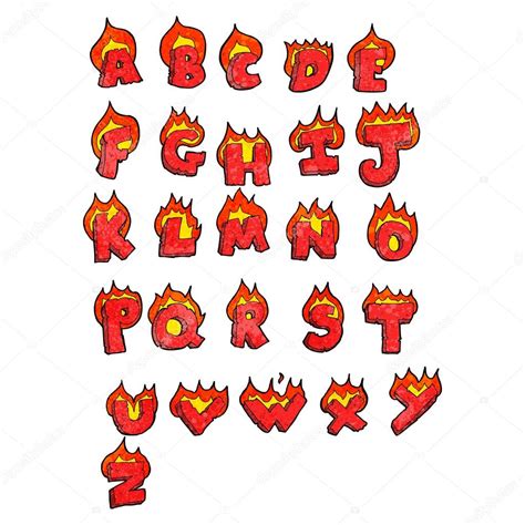 Cartoon Flaming Letters Alphabet Set — Stock Vector © Lineartestpilot