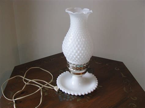 Vintage White Milk Glass Hobnail Hurricane Lamp By Vintagedoodads