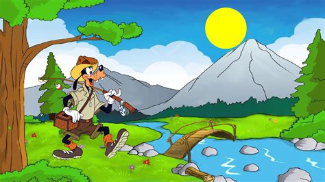 Fish Hunting Goofy Cartoon Disney Desktop Desktop