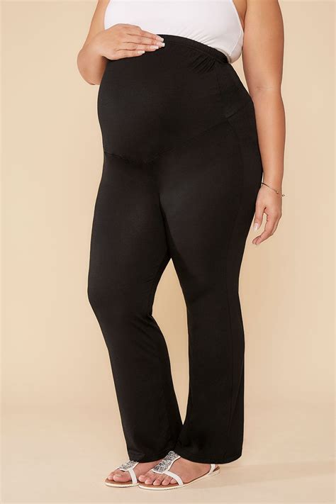 Bump It Up Maternity Black Yoga Pants With Control Panel Plus Size 16