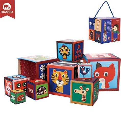 Mobee 10 Pieces Nesting Blocks Stacking Cube Boxes Educational Number