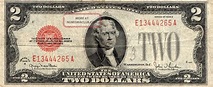 1 - 1928g $2 Red Seal United States Note, Old United States Currency, Circ.