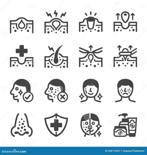 Acne Icon Set Stock Vector Illustration Of Formation 208715347