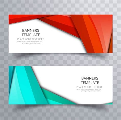 Free Vector Modern Colorful Banner Set With Header Wave