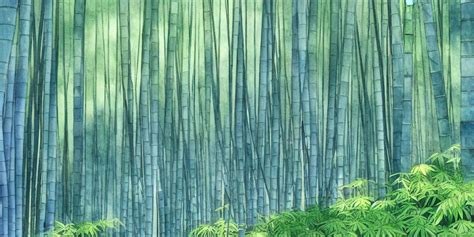 Misty Japanese Bamboo Forest Watercolour Cell Stable Diffusion