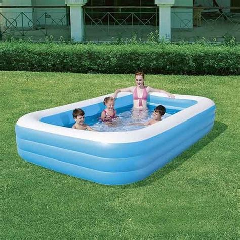 Piscina Hinchable Infantil Bestway Deluxe Azul Rectangular 305x183x56