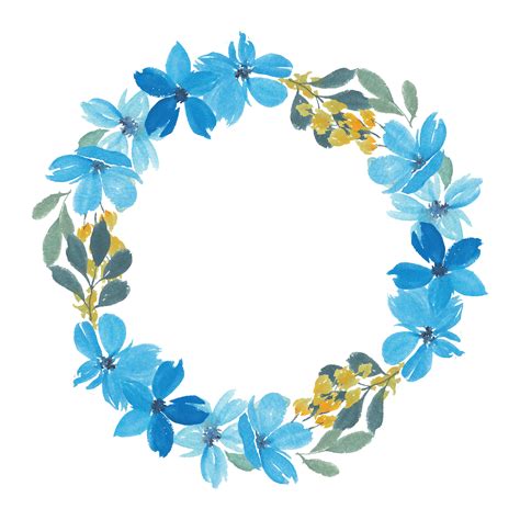 Watercolor Blue Petal Flower Wreath 1211680 Vector Art At Vecteezy