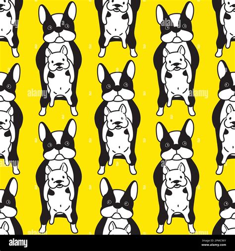 Dog Seamless French Bulldog Vector Pattern Wallpaper Isolated