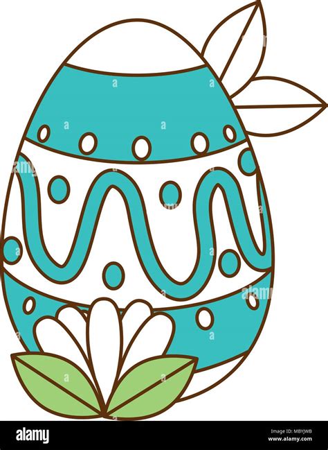 Painted Easter Egg With Ethnicity Pattern And Leafs Stock Vector Image
