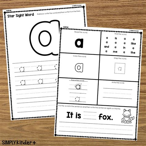 A Sight Word Printable Activities Simply Kinder Plus