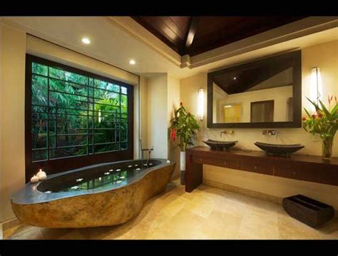 Awesome Asian Inspired Bathroom With Superb Bathtub Balinese