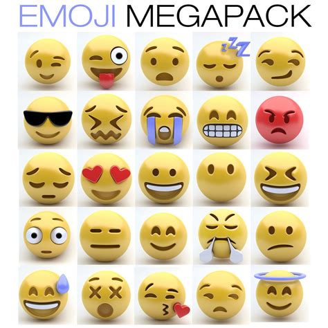 3d Model Emoji Pack Vr Ar Low Poly Cgtrader
