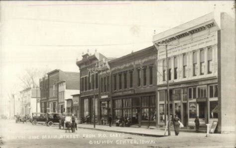 Grundy Center Ia Main St Stores Cars Visible Signs C1910 Real Photo