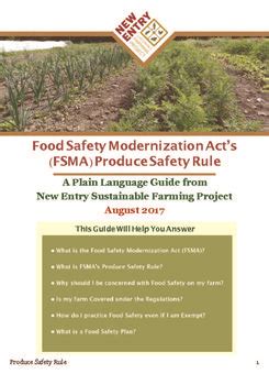 The produce safety alliance is developing a nationwide curriculum to increase understanding of the principles of good agricultural practices and to facilitate implementation of food safety regulations that will be part of the food safety modernization act (fsma). Food Safety Modernization Act's (FSMA) Produce Safety Rule ...