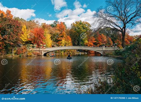 Autumn Color And The Bow Bridge At The Lake In Central Park