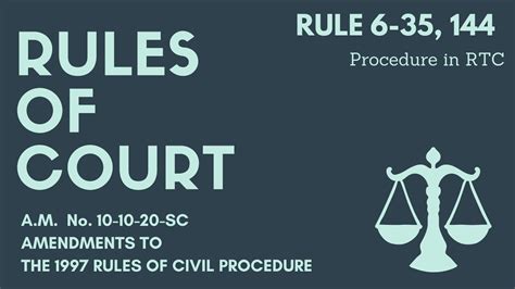 Rules Of Court Amendments To The 1997 Rules Of Civil Procedure Am No 19 10 20 Sc Youtube