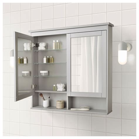 Hemnes Mirror Cabinet With 2 Doors Gray 103x16x98 Cm 4012x614x385