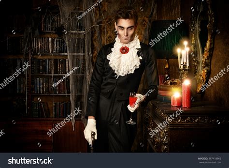 Handsome Vampire Man Wearing Elegant Tailcoat Stock Photo 367419662