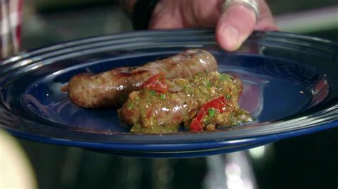 Grilled Beer Brats With Peppers And Onions Recipe Guy Fieri Food Network
