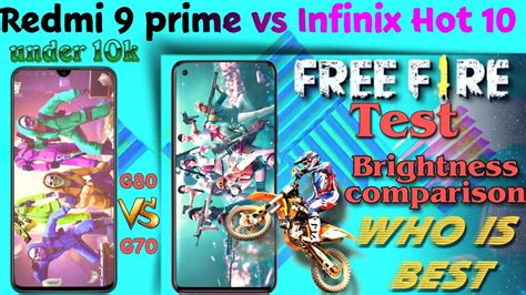 Redmi 9 Prime Vs Infinix Hot 10 Free Fire Test 🔥 Brightness Test App