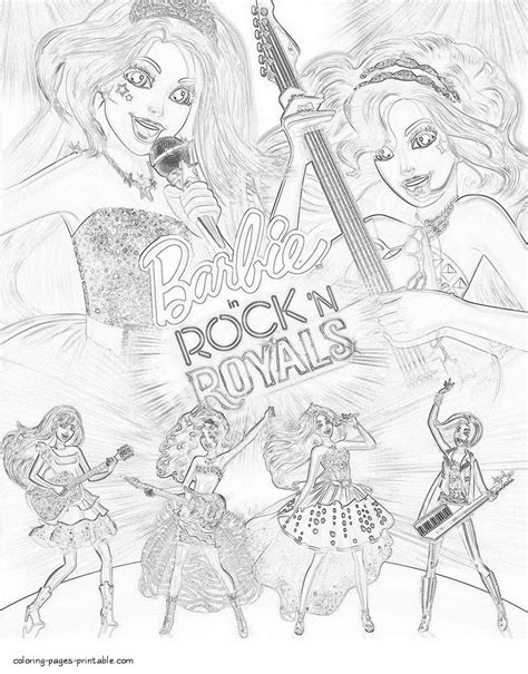 coloring pages barbie  rock  royals  coloring pages printablecom