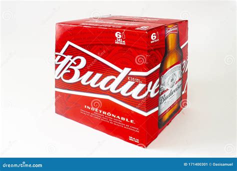 A Box Of Budweiser Bottle Beer With Six Beers Editorial Photo Image