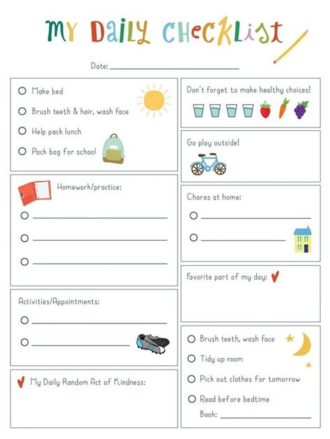 Daily Checklist Template For Kids Never Underestimate The Influence Of
