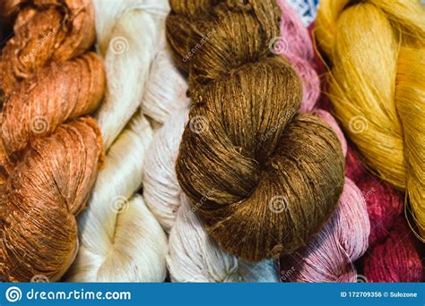 Colorful Silk Threads, Raw Material For The Fashion Clothing Stock ...