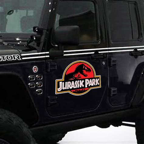 jurassic park ingen corporation vinyl sticker dinosaur jeep wrangler car decals