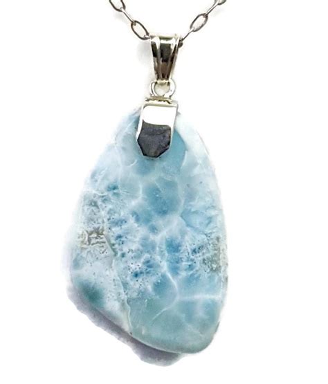 23 Inches Natural Dominican Nice Blue Larimar Stone Pendant