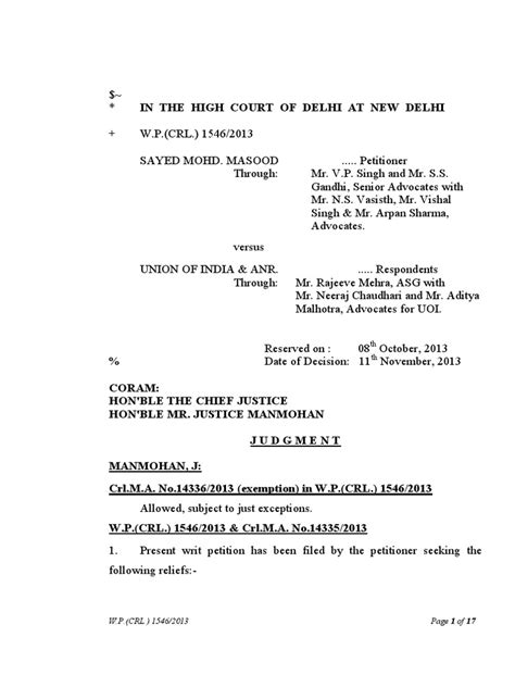 Delhi High Court Judgment On Territorial Jurisdiction Pdf Jurisdiction Supreme Courts