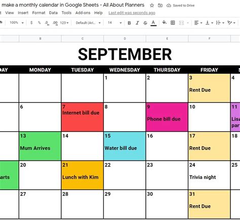 Monthly Color Coded Schedule Photo Monthly