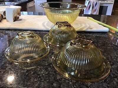 Vintage Hazel Atlas Yellow Amber Depression Glass Nesting Mixing Bowl