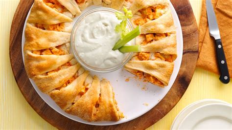 Sprinkle the cheese over the top of the ring. Buffalo Chicken Crescent Ring recipe from Pillsbury.com