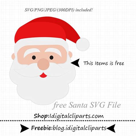 Free Santa Face SVG File | Free Digital Cliparts | Santa face, Cricut